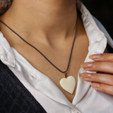 Heart Shape Designer Natural Diamond White Enamel Pendant