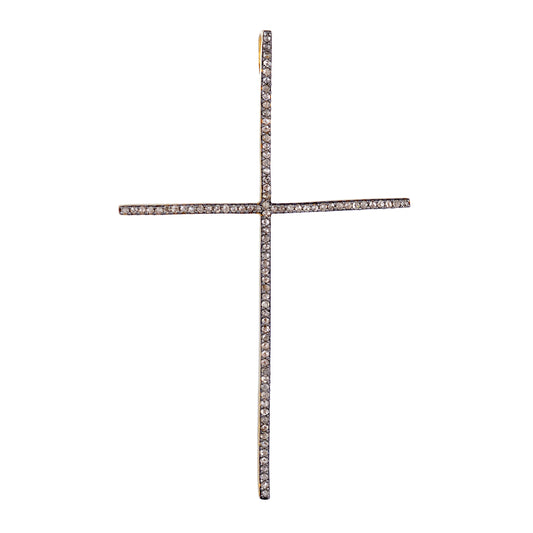 Natural Diamond Christian Cross Pendant 925 Sterling Silver Pendant