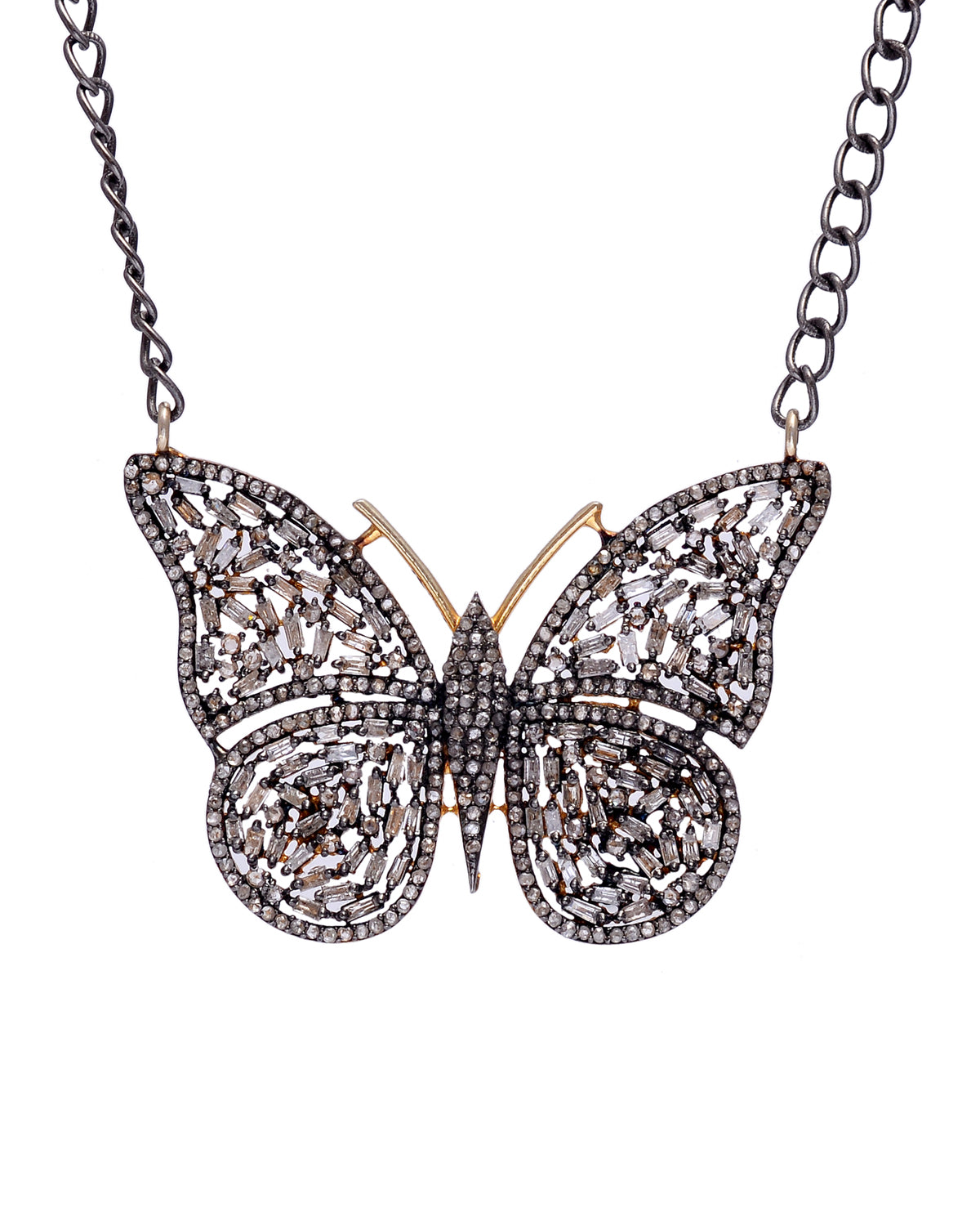 925 Silver Diamond Butterfly Necklace