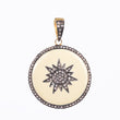 Sun Star Diamond 14K Gold  925 Sterling Silver Enamel Pendant