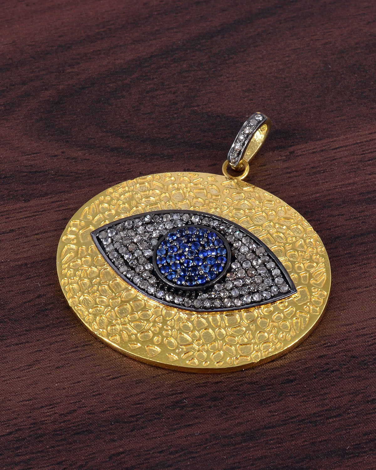 925 Silver Diamond & Sapphire Pendant