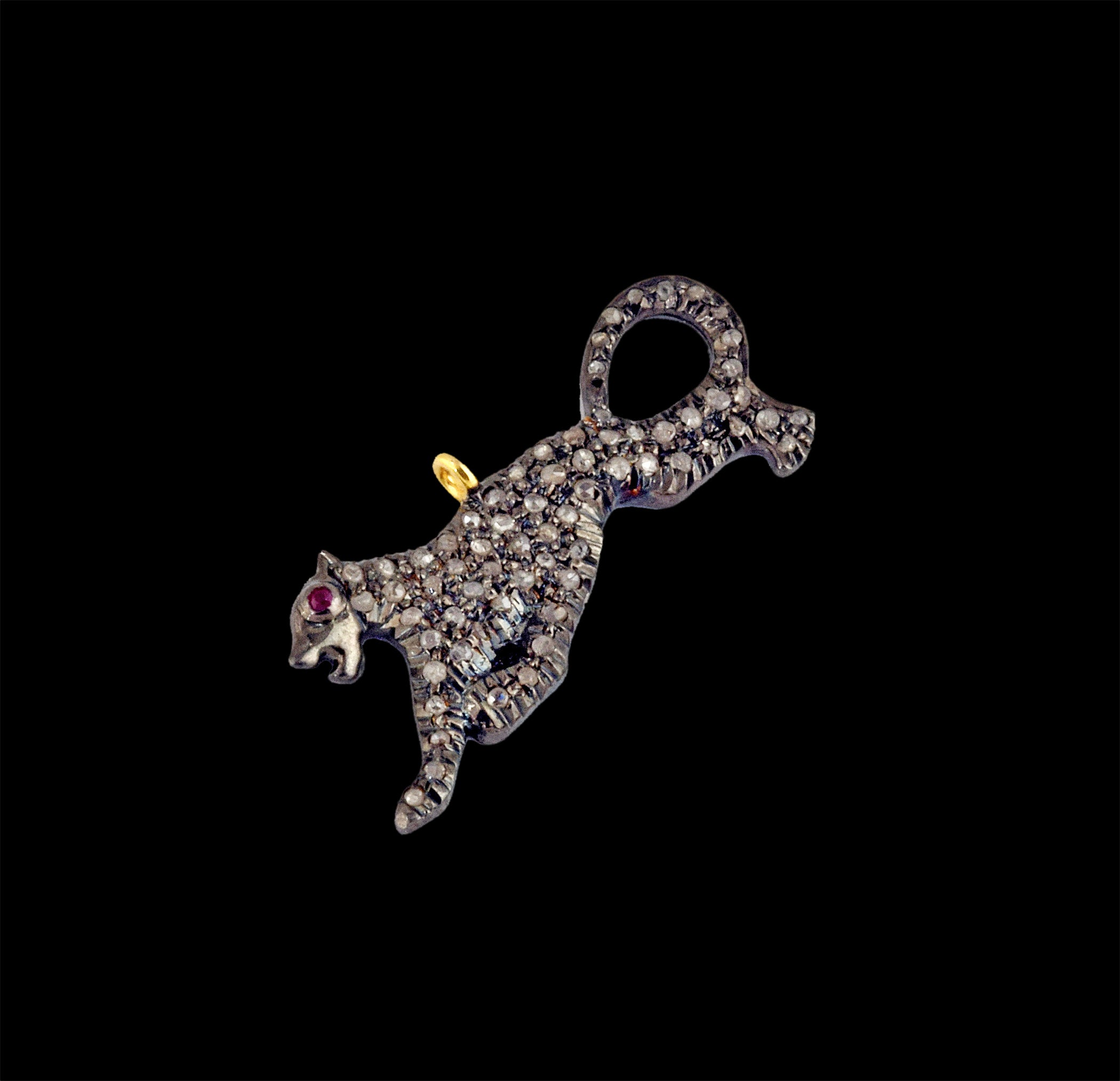 Panther Designer Ruby Eye Diamond Charm