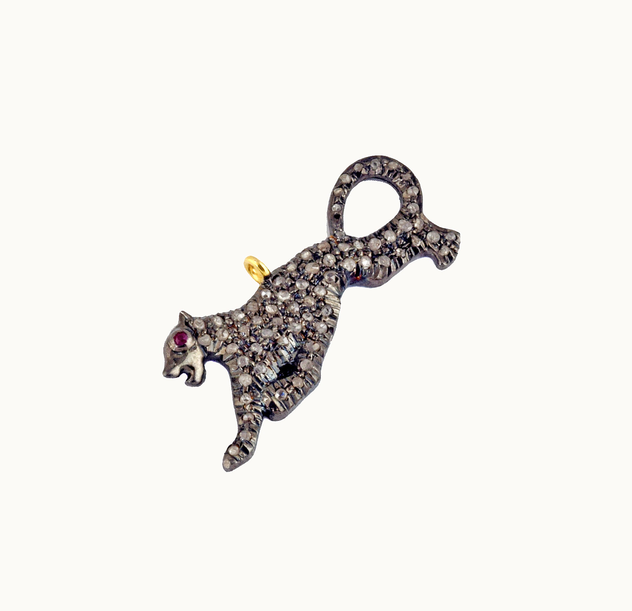 Panther Designer Ruby Eye Diamond Charm