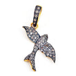 Pave Diamond 925 Silver Bird Charm 14K Gold Handmade Fine Jewelry