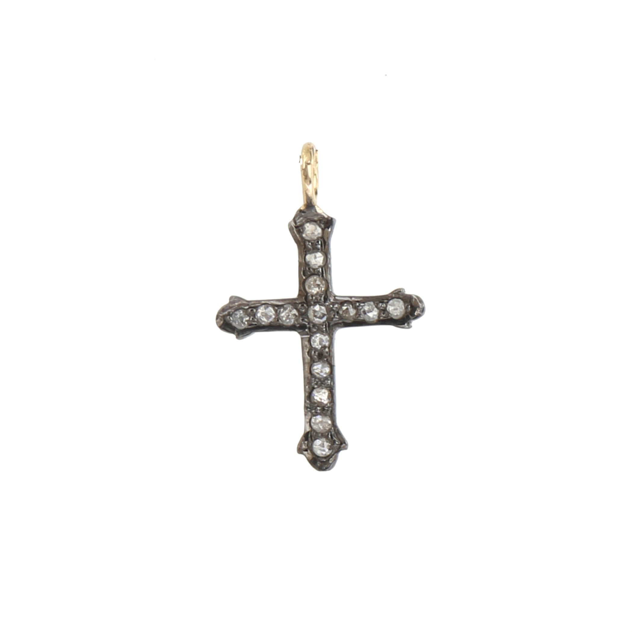 Christian Cross Charm Diamond Pave 925 Silver Pendant