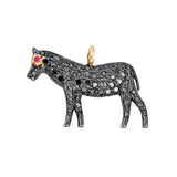 Horse Diamond Pave Charm Ruby Eye Charm Pendant