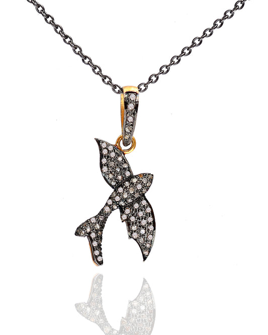 925 Silver Diamond Fish Necklace