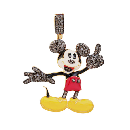 Diamond Pave Mickey Mouse Enamel Pendant