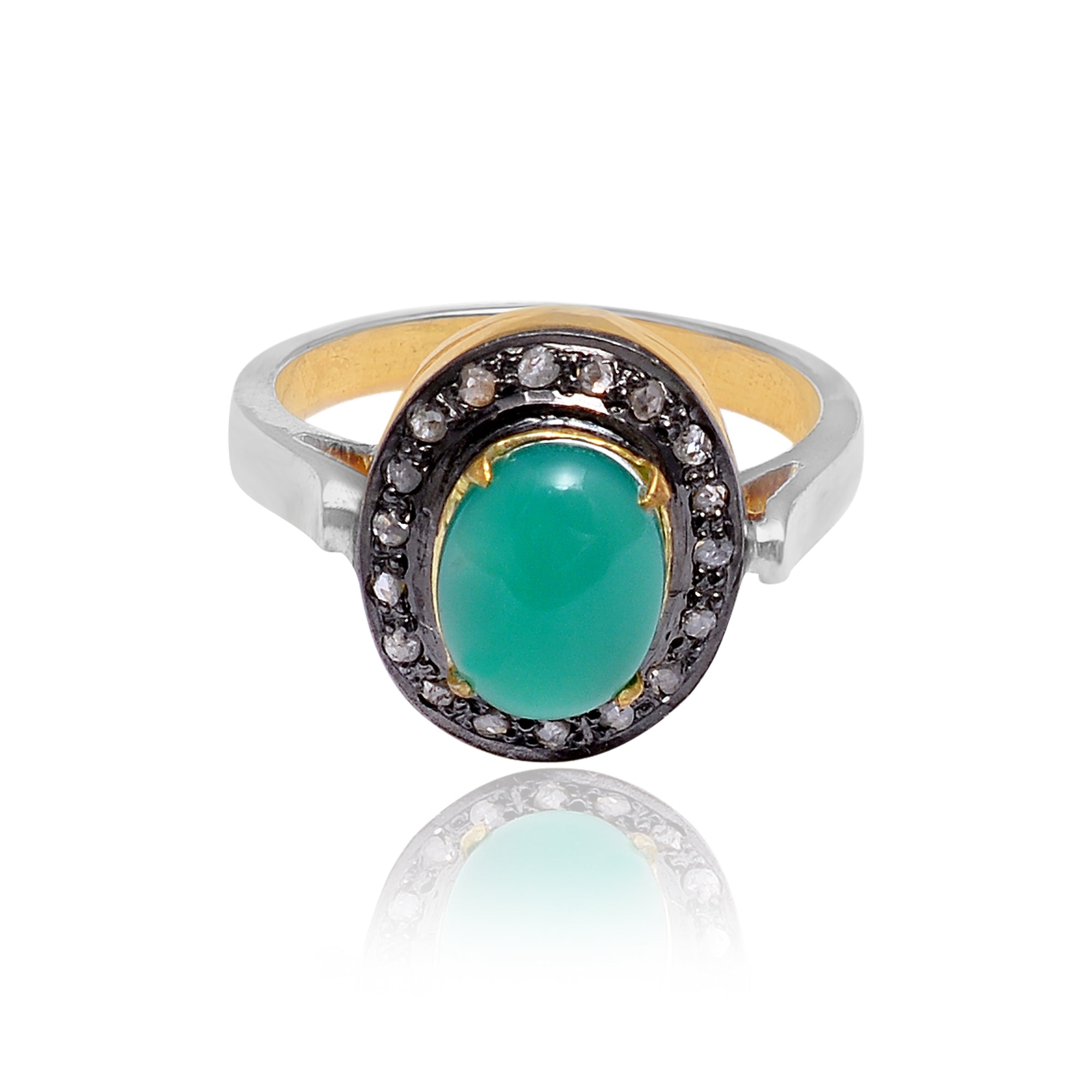 925 Silver Green Onyx Ring