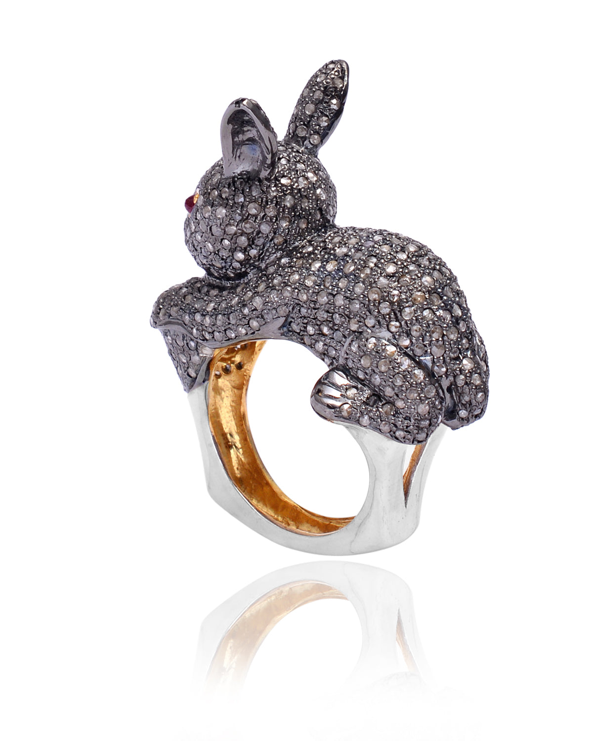 925 Silver Diamond Rabbit Ring