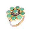 Diamond Chrysoprase Gemstone Floral Ring