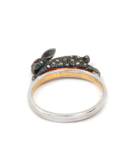 925 Silver Diamond Rabbit Ring