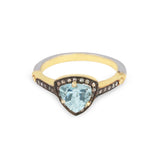 925 Silver Aquamarine & Diamond Ring