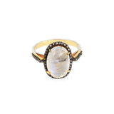 925 Silver Moonstone & Diamond Ring