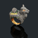 Natural Diamond Gemstone Animal Camel Designer Ring