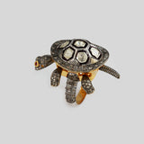 Ruby Eye Tortoise Design 925 Sterling Silver Polki Diamond Ring