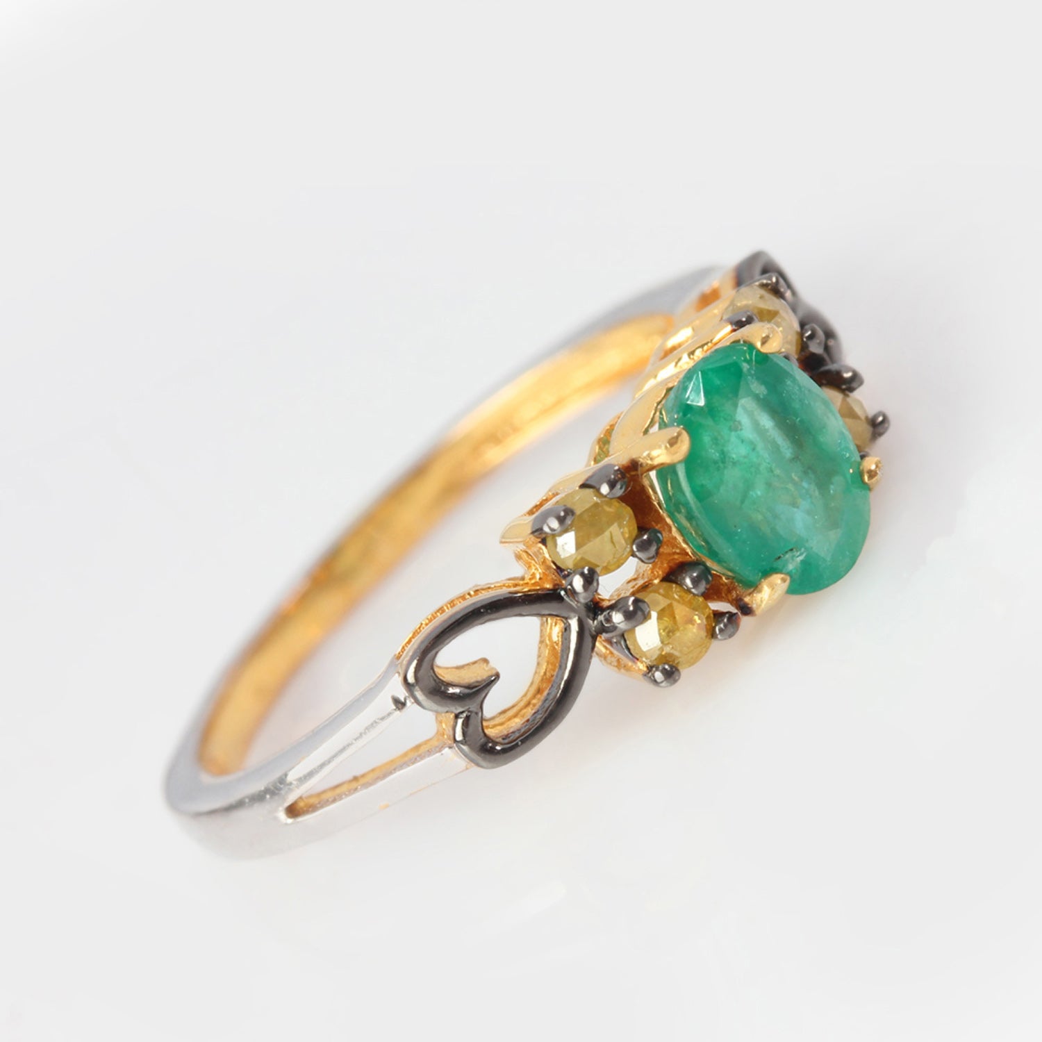 Diamond Emerald Gemstone Engagement Ring
