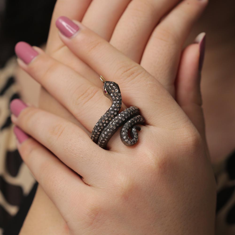 925 Silver Diamond Snake Ring