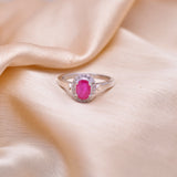 925 Silver Ruby & Diamond Ring