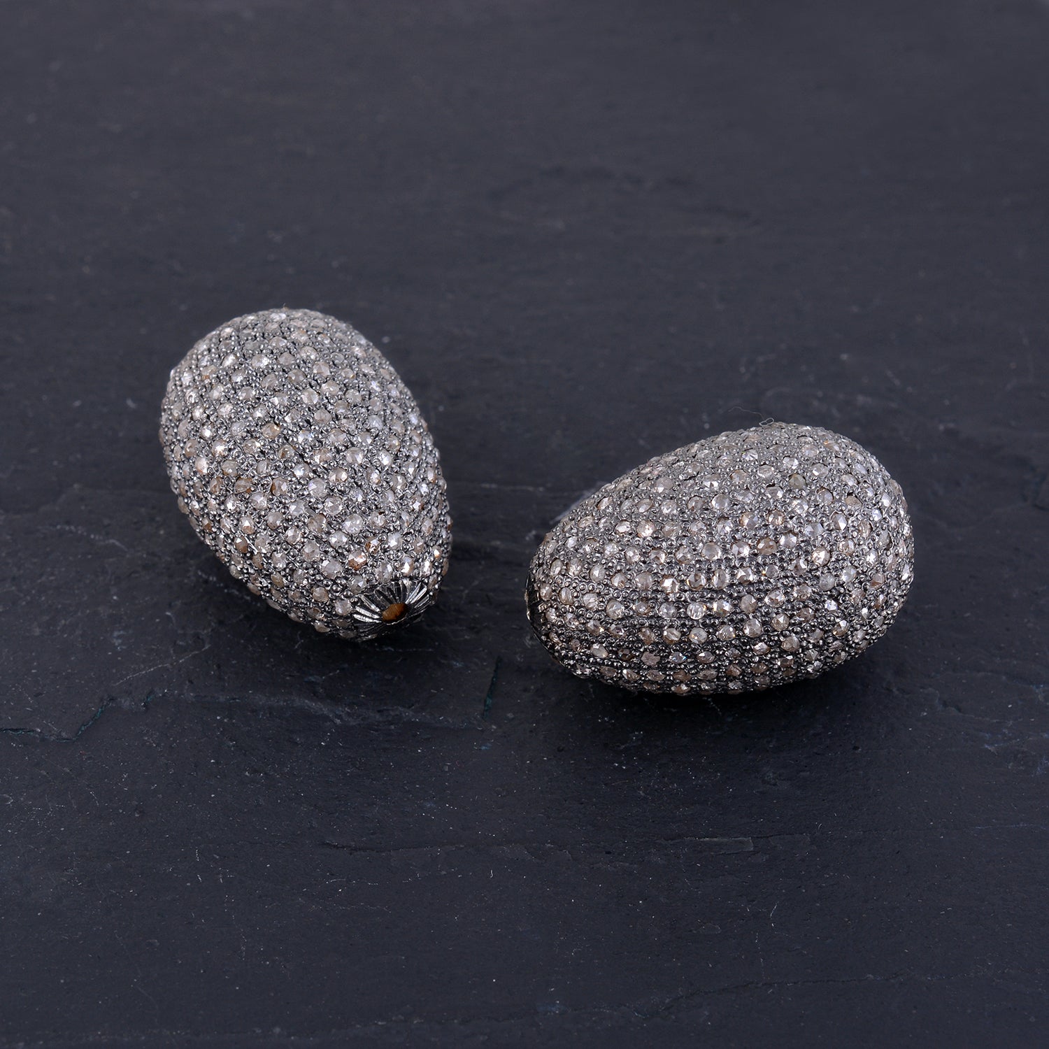 Diamond Pave 925 Sterling Silver Spacers Tumbles