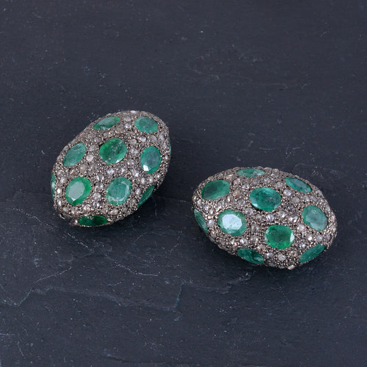 Emerald Gemstone 925 Sterling Silver Spacers Connectors