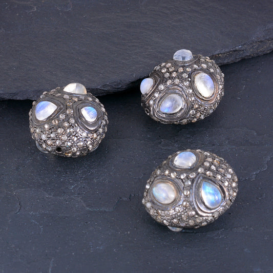 Rainbow Moonstone Diamond Spacer